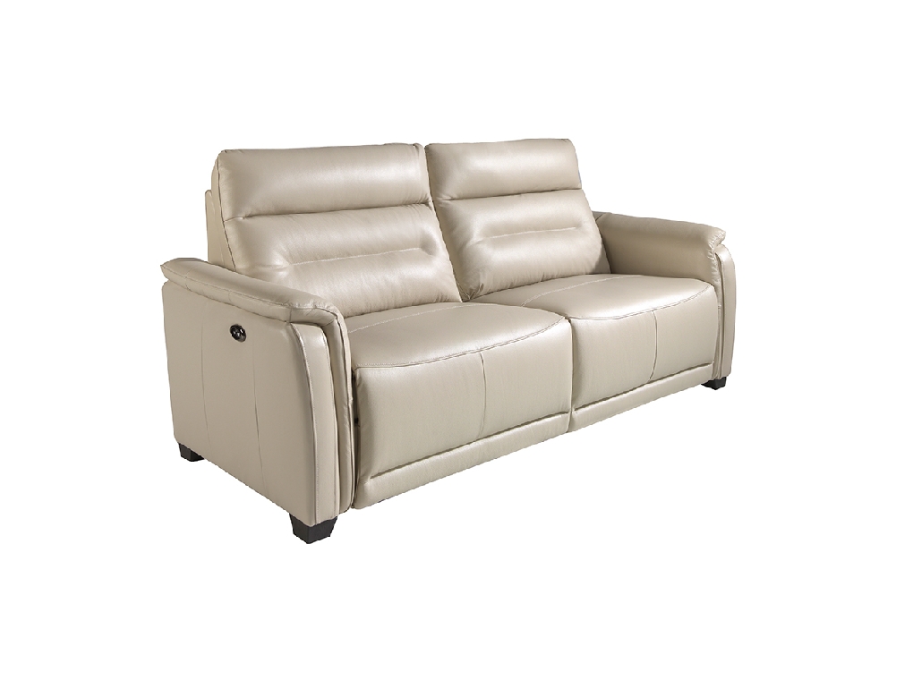 3 seater sofa upholstered in grey leather and relax mechanisms