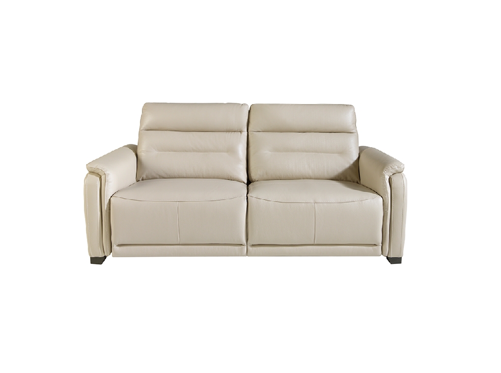 3 seater sofa upholstered in grey leather and relax mechanisms