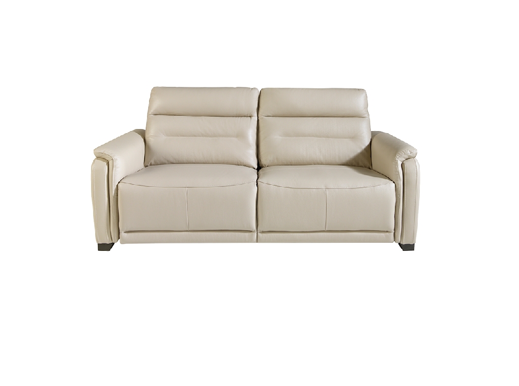 3 seater sofa upholstered in grey leather and relax mechanisms