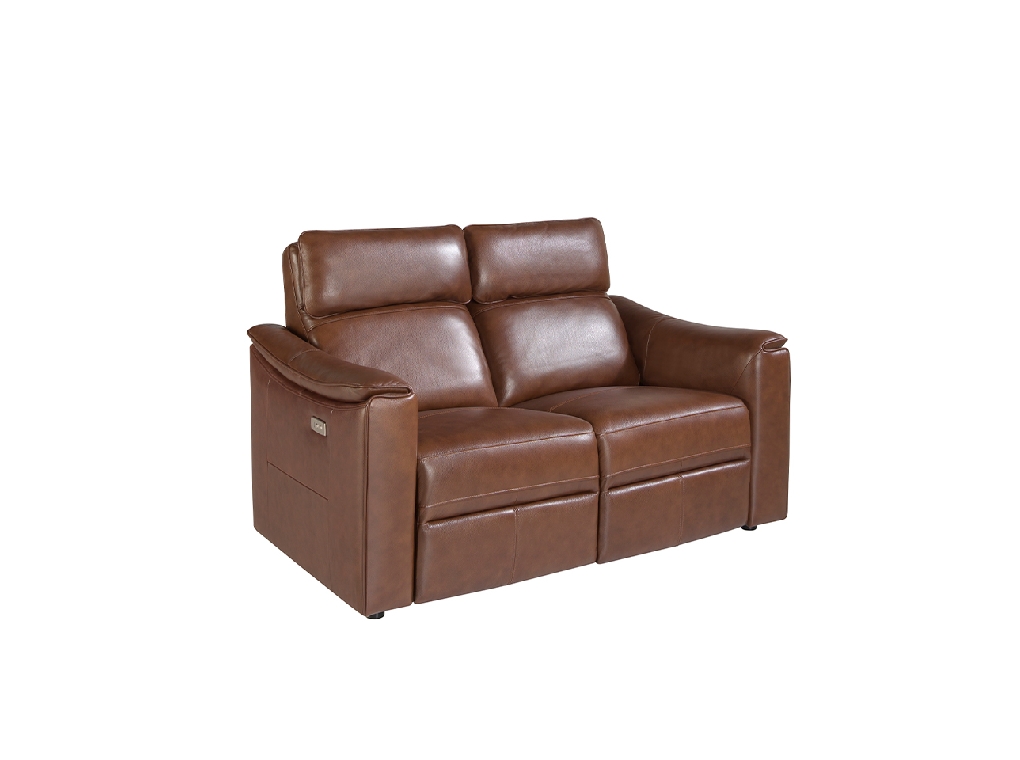 2-местный диван из коричневой кожи с релаксом