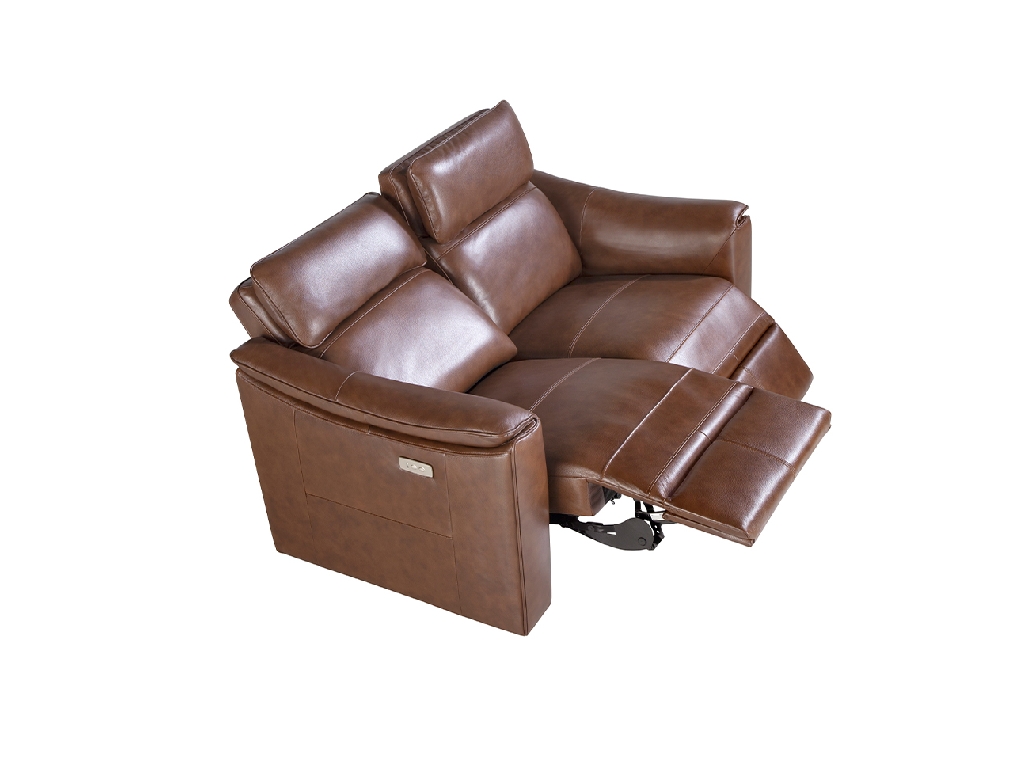 3 seater sofa in brown leather with relax