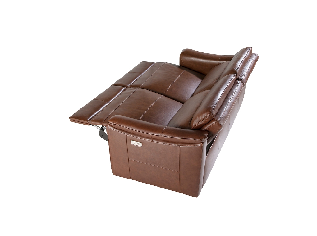 3-местный диван из коричневой кожи с релаксом