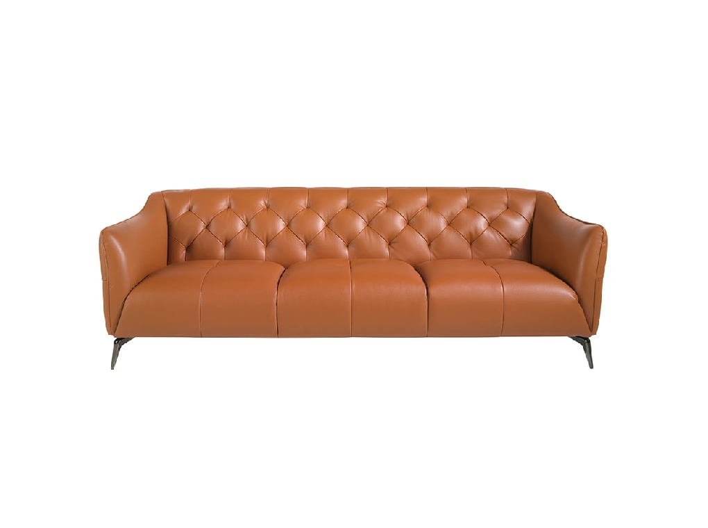 3 seater tufted sofa upholstered in leather