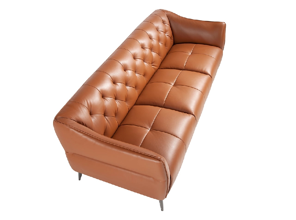 3 seater tufted sofa upholstered in leather