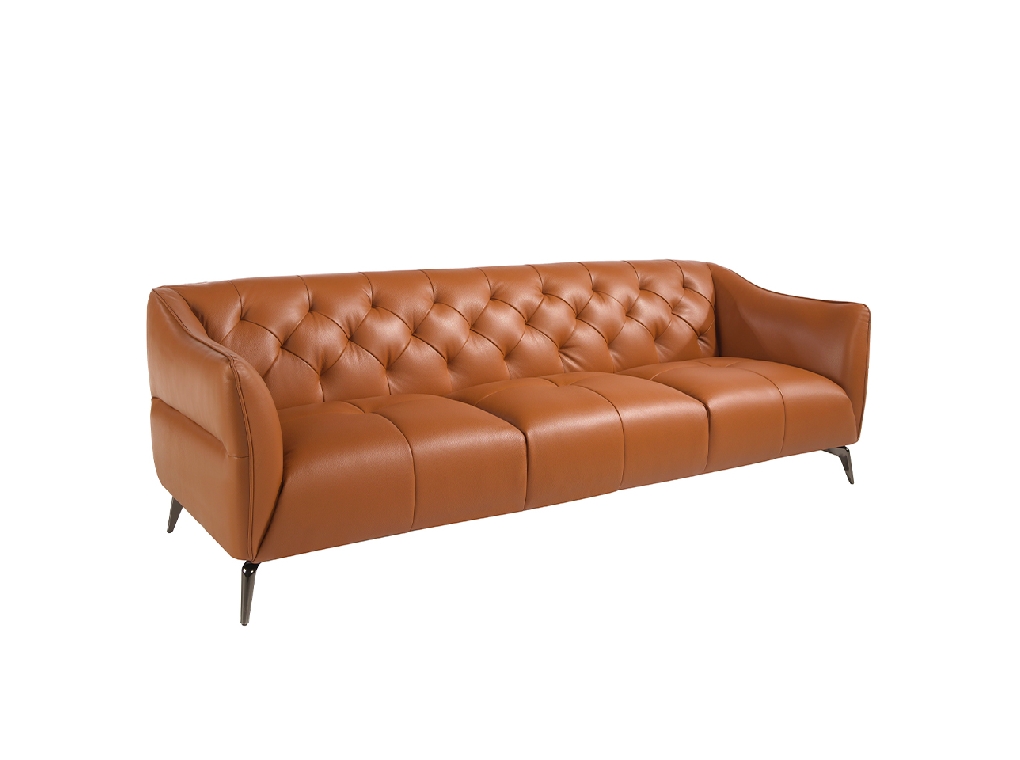 3 seater tufted sofa upholstered in leather