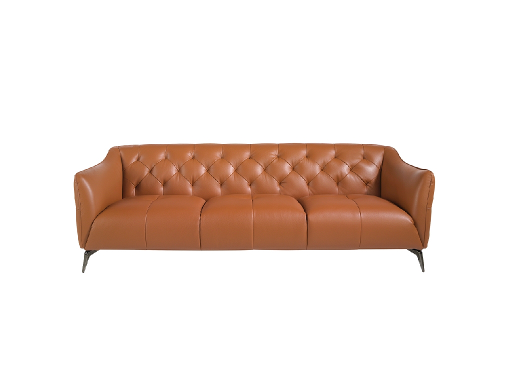 3 seater tufted sofa upholstered in leather