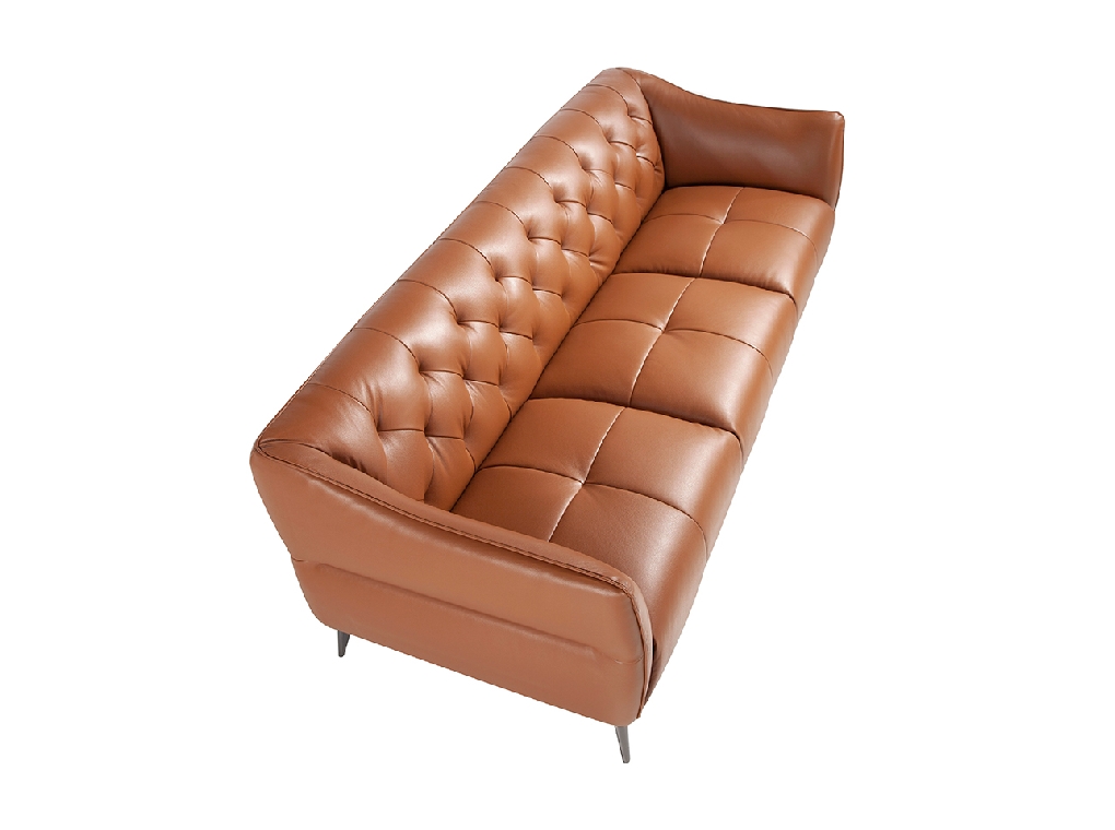 3 seater tufted sofa upholstered in leather