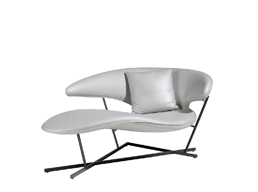 Sofa upholstered in blue eco-leather and black steel