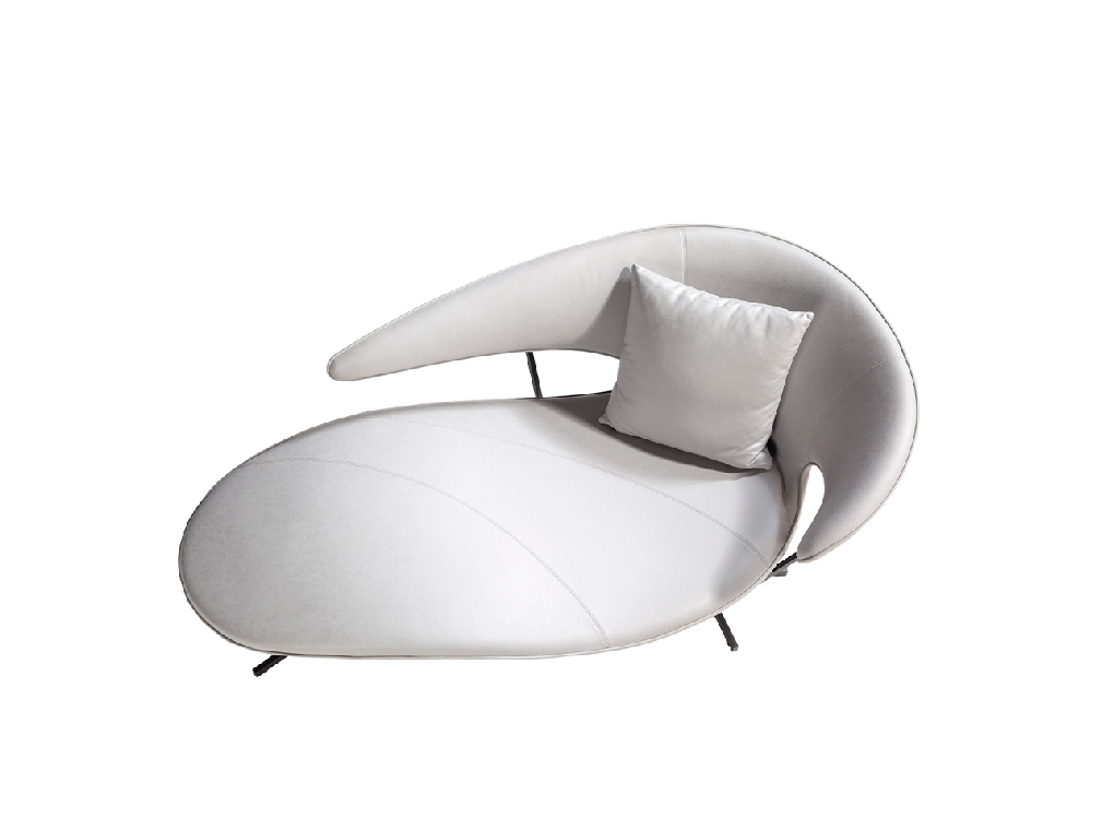 Sofa upholstered in blue eco-leather and black steel