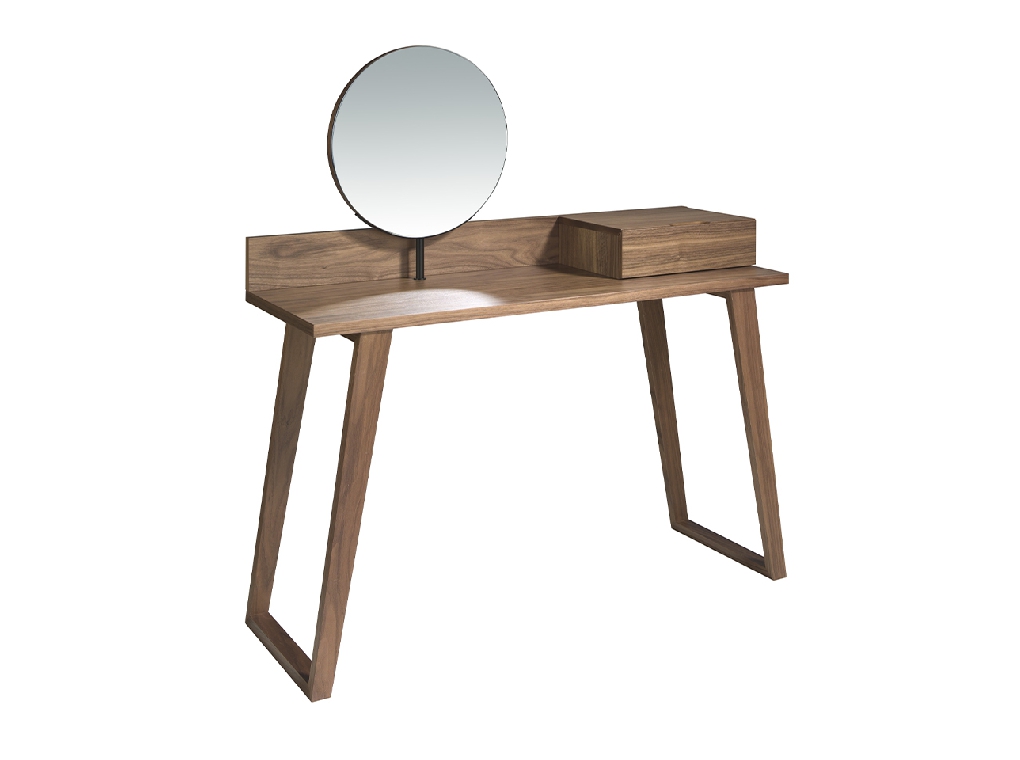 Walnut wood dressing table with swivel mirror