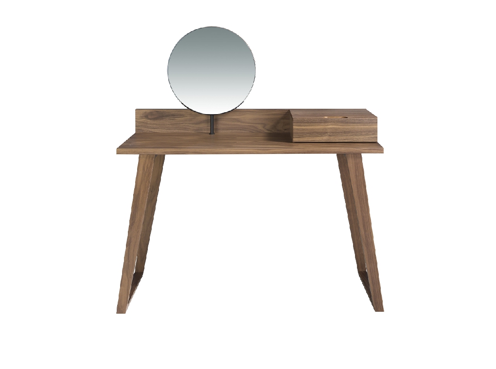 Walnut wood dressing table with swivel mirror