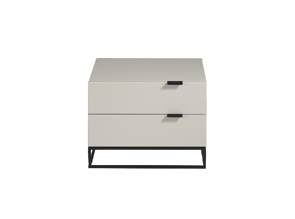 Pearl Gray wooden bedside table and black steel