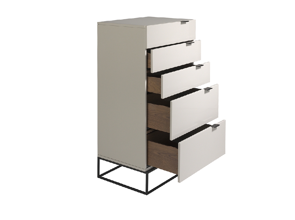 Chiffonier in Pearl Gray wood and black steel
