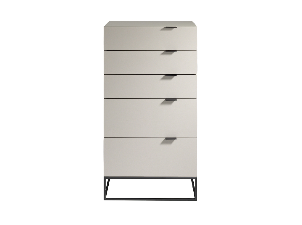 Chiffonier in Pearl Gray wood and black steel