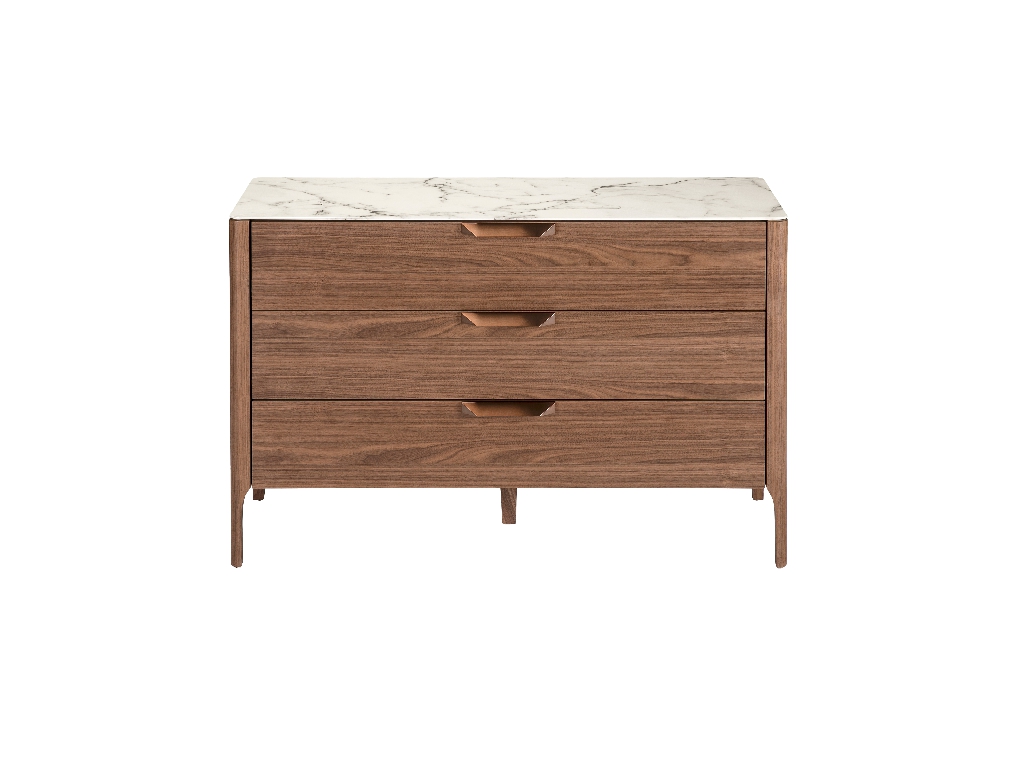 Fiberglass dresser with marble effect and Walnut wood