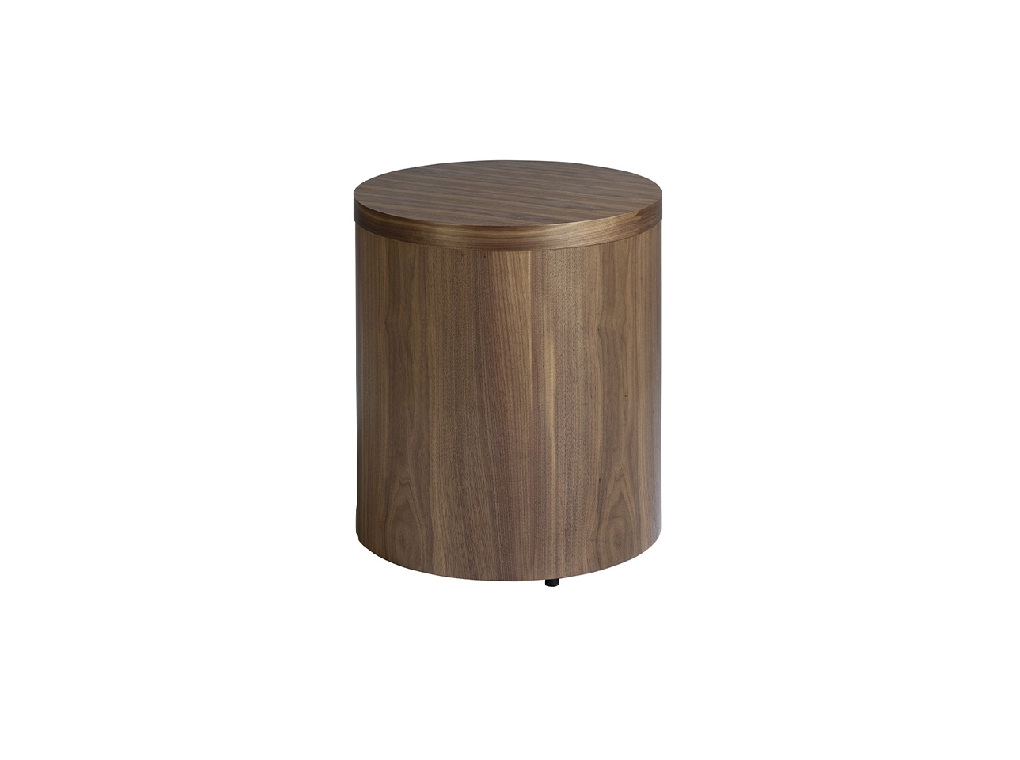 Round Walnut wood nightstand