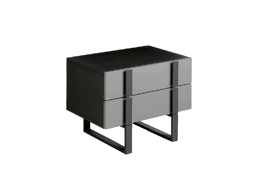 Wenge wood and gray steel bedside table Wenge wood and gray steel bedside table