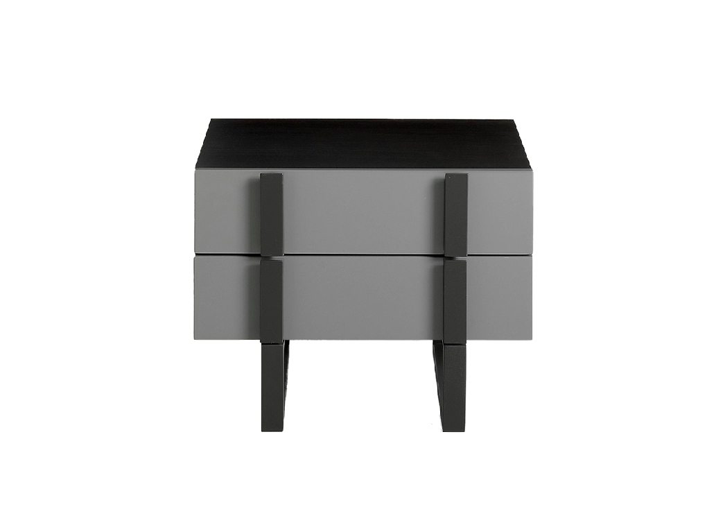 Wenge wood and gray steel bedside table