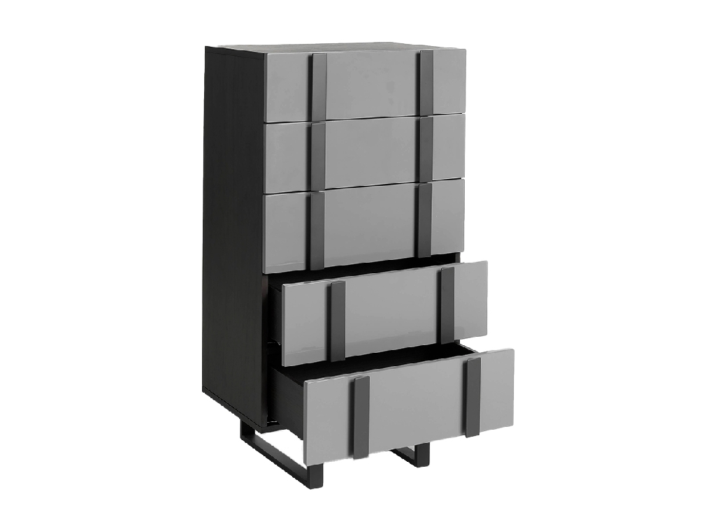 Chiffonier in Wenge wood and gray steel Chiffonier in Wenge wood and gray steel