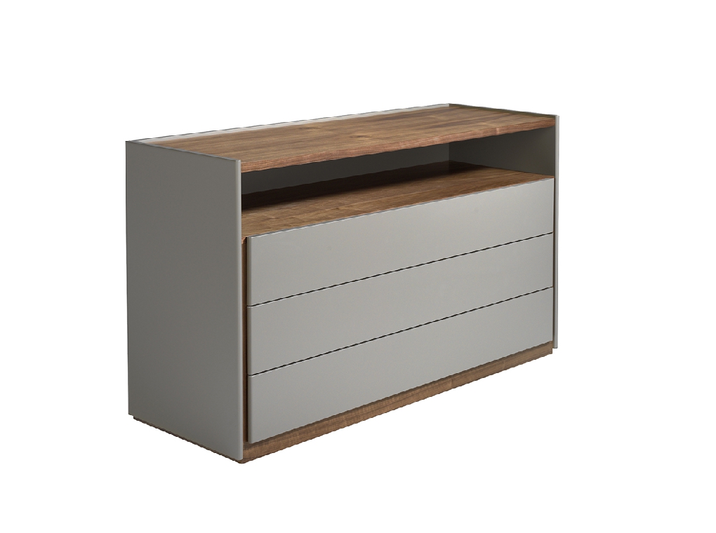 Chest of drawers in Walnut wood with drawers and sides in Grey colour