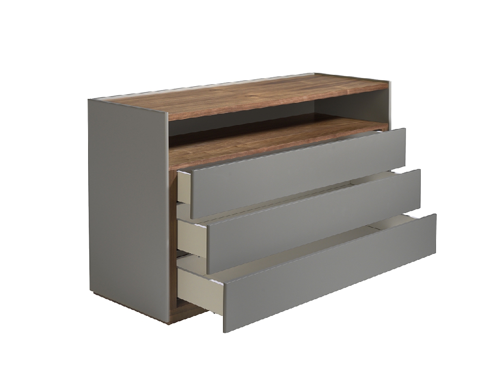 Chest of drawers in Walnut wood with drawers and sides in Grey colour