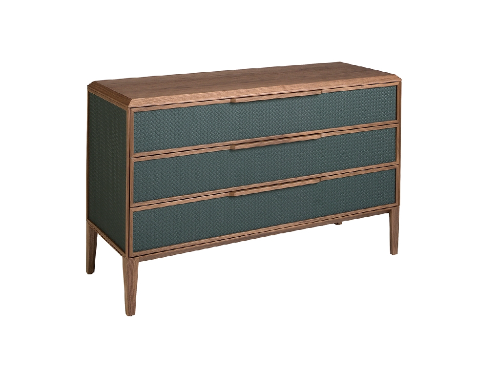 Dark green and walnut pvc chest of drawers