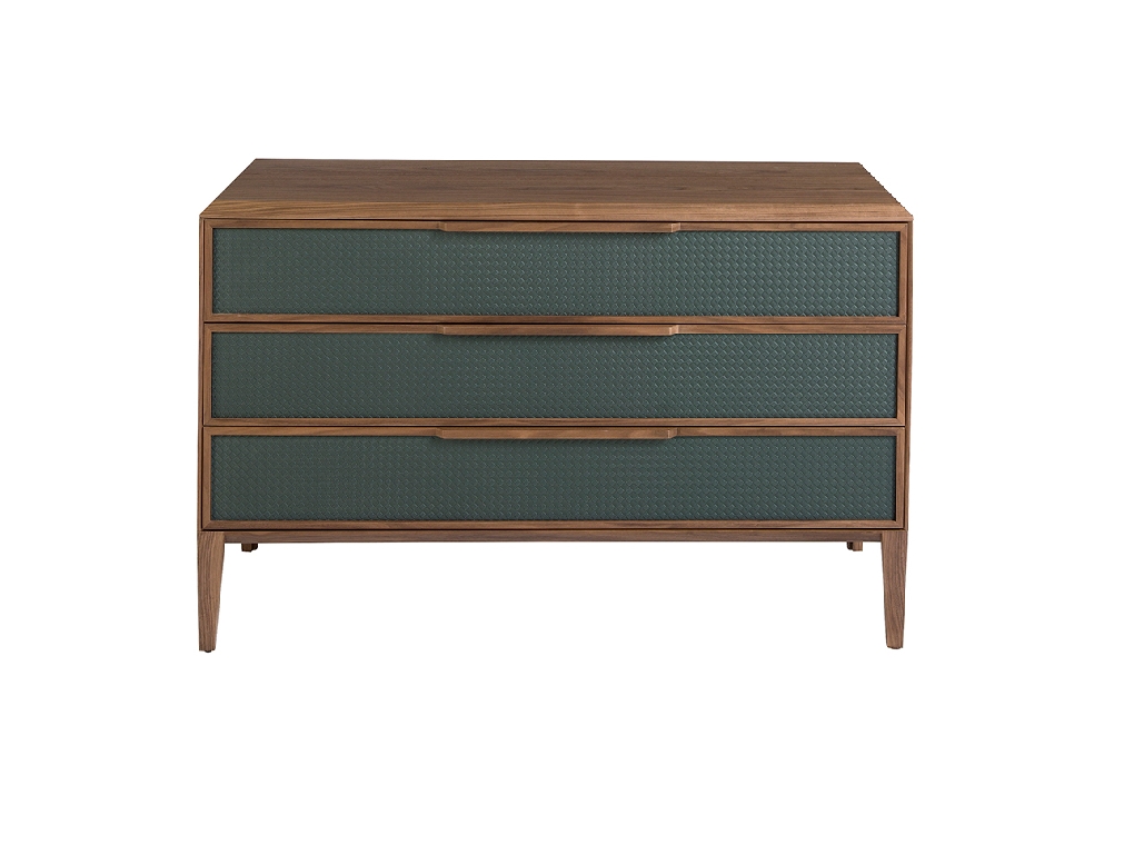 Dark green and walnut pvc chest of drawers