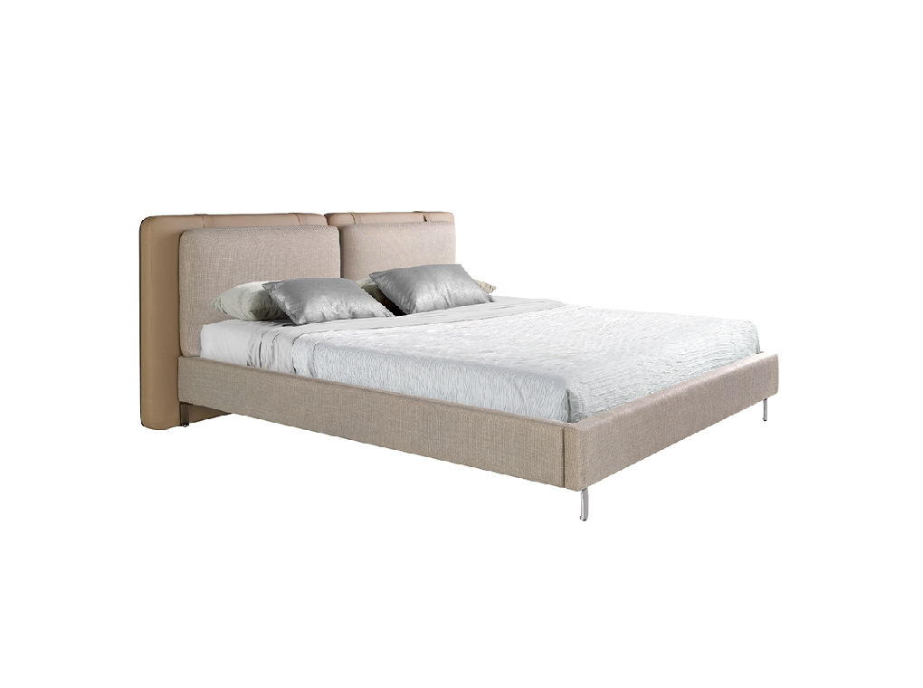 Letto in similpelle visone e tessuto grigio