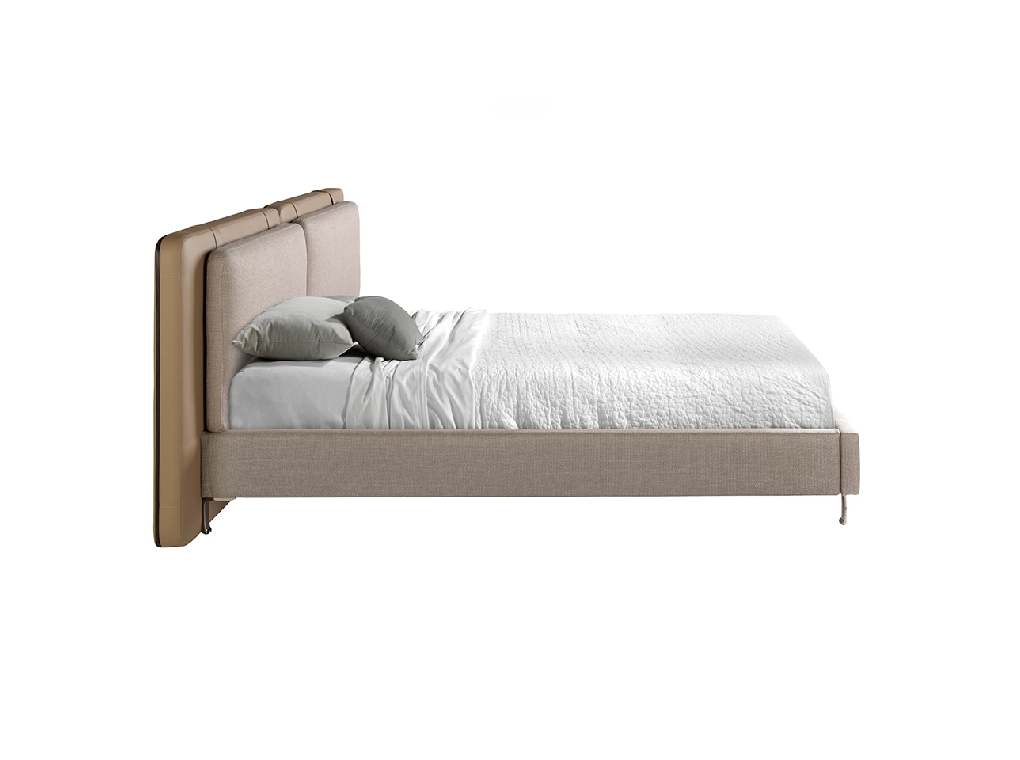 Letto in similpelle visone e tessuto grigio