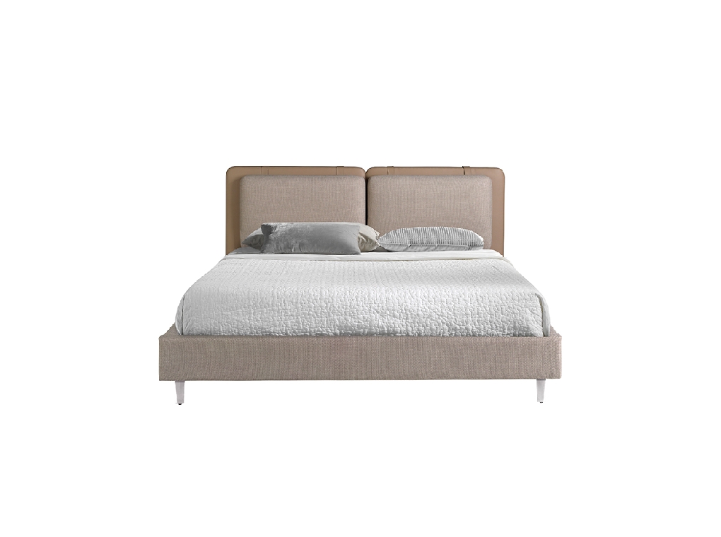 Letto in similpelle visone e tessuto grigio