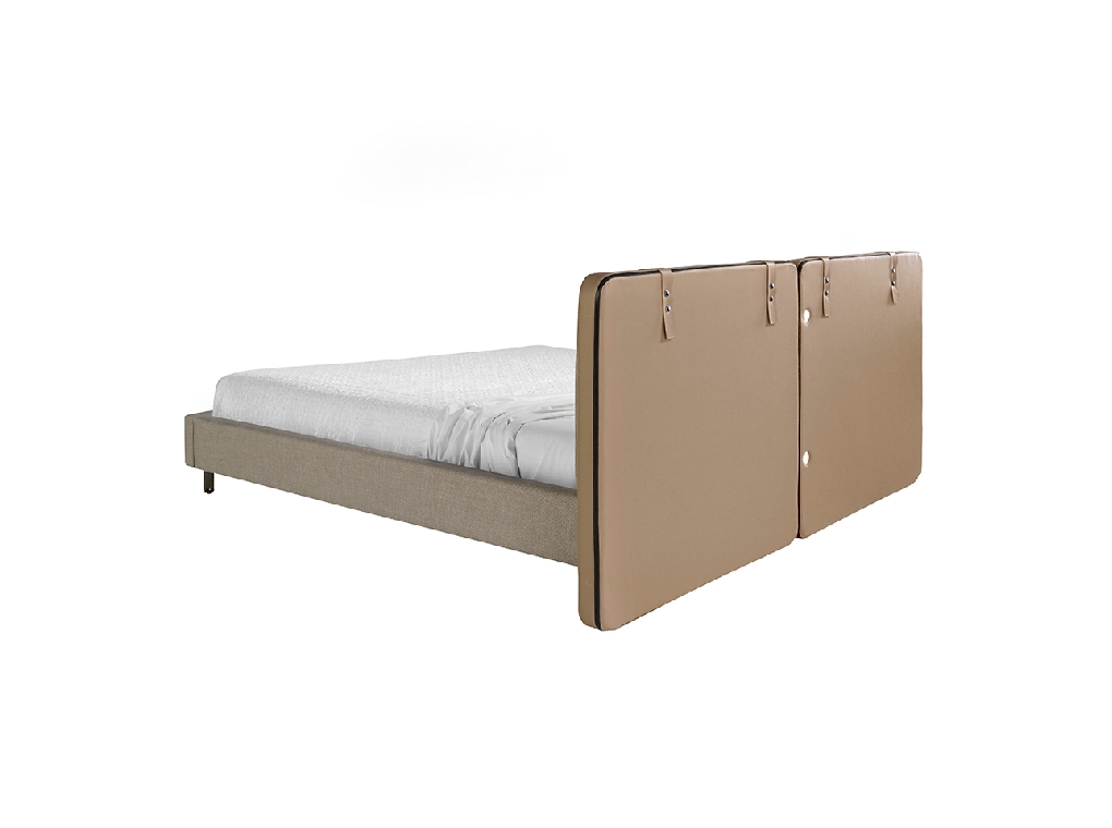 Letto in similpelle visone e tessuto grigio