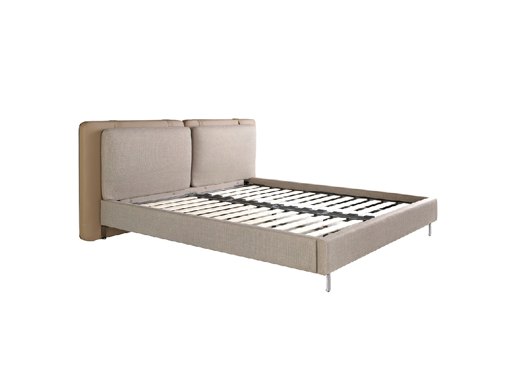 Letto in similpelle visone e tessuto grigio