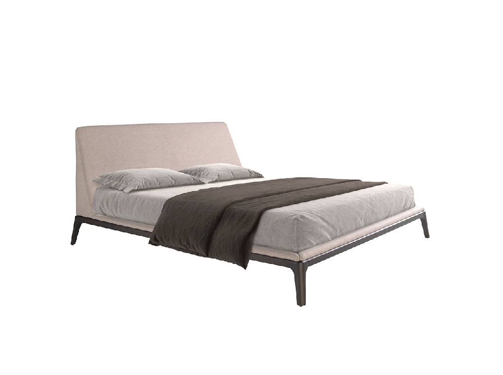 Bett aus grauem Stoff