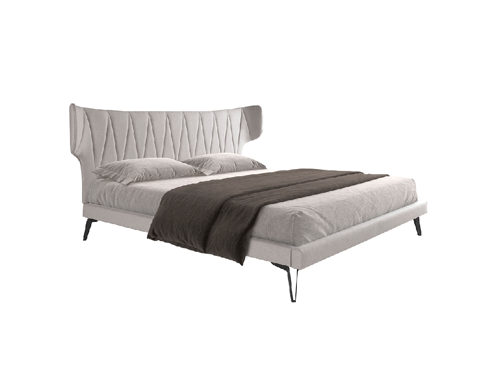 Letto in tessuto grigio chiaro