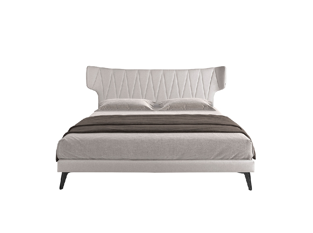 Letto in tessuto grigio chiaro