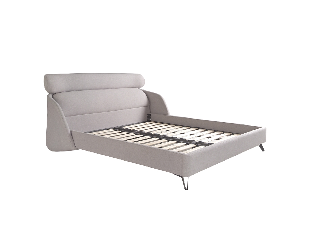 Letto in tessuto grigio chiaro