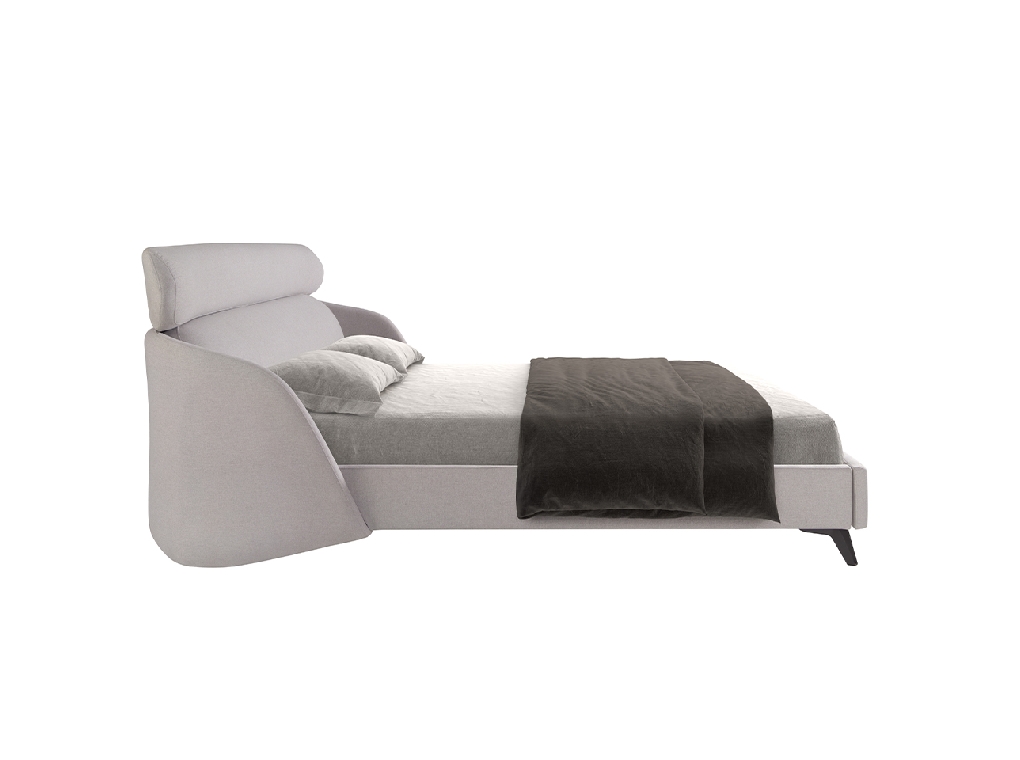 Letto in tessuto grigio chiaro