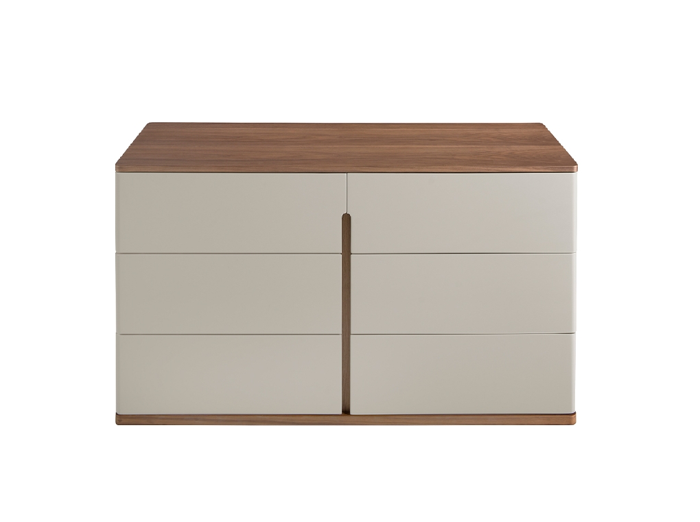 Chest of drawers in grey wood and walnut