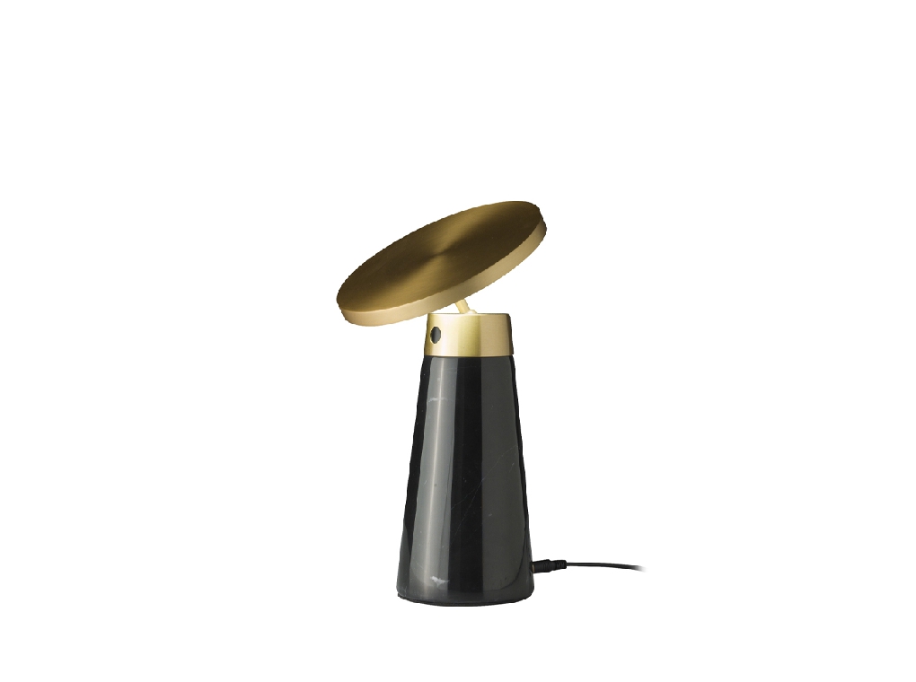 Table lamp in nero marquina marble and golden polished steel