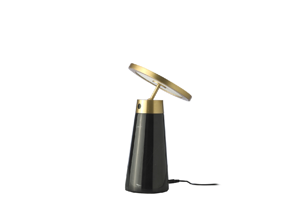 Table lamp in nero marquina marble and golden polished steel