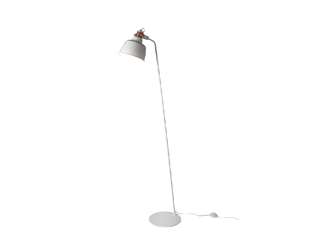 Floor lamp in white stainless steel and bronze-coloured details