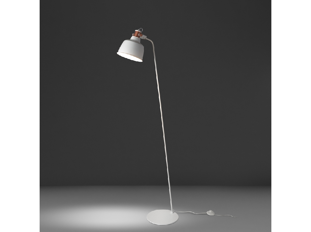 Floor lamp in white stainless steel and bronze-coloured details