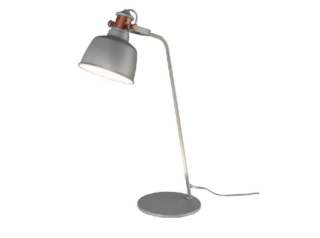 Lampe de table en acier époxy gris et détails en bronze