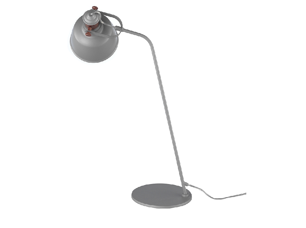 Lampe de table en acier époxy gris et détails en bronze
