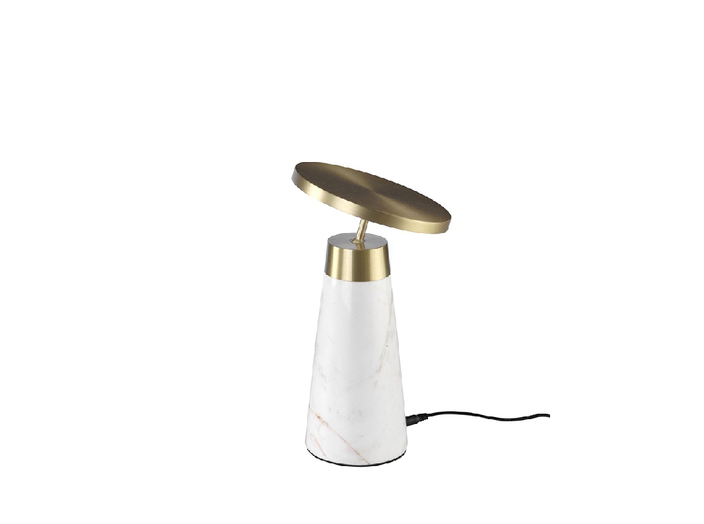 Lampe de table en marbre calacatta et acier poli doré