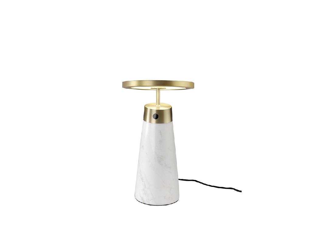 Table lamp in calacatta marble and gilded polished steel