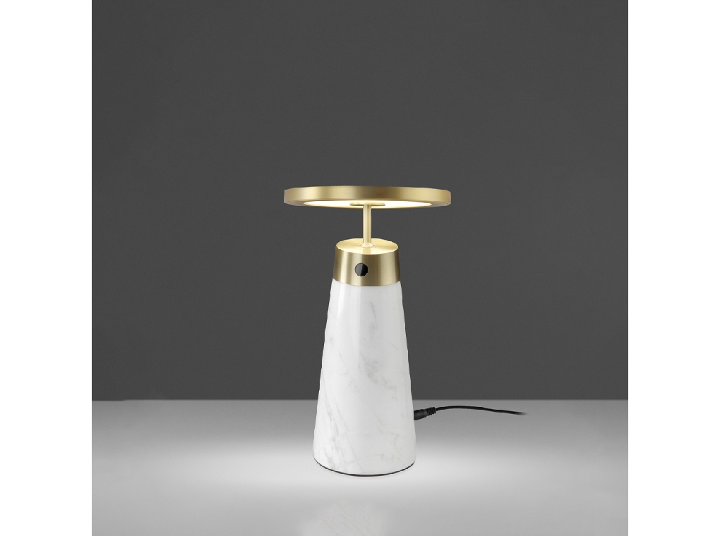 Table lamp in calacatta marble and gilded polished steel