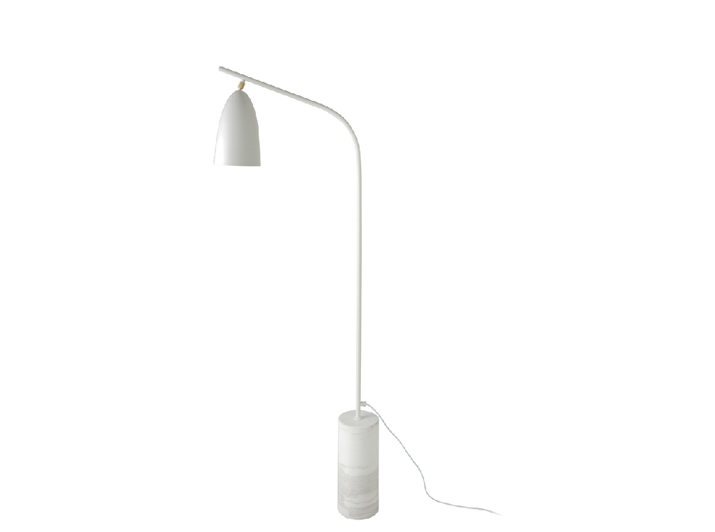 Lampadaire en marbre calacatta et acier blanc