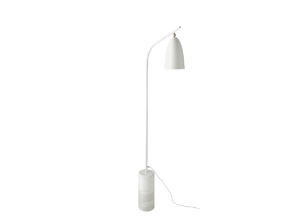 Lampadaire en marbre calacatta et acier blanc