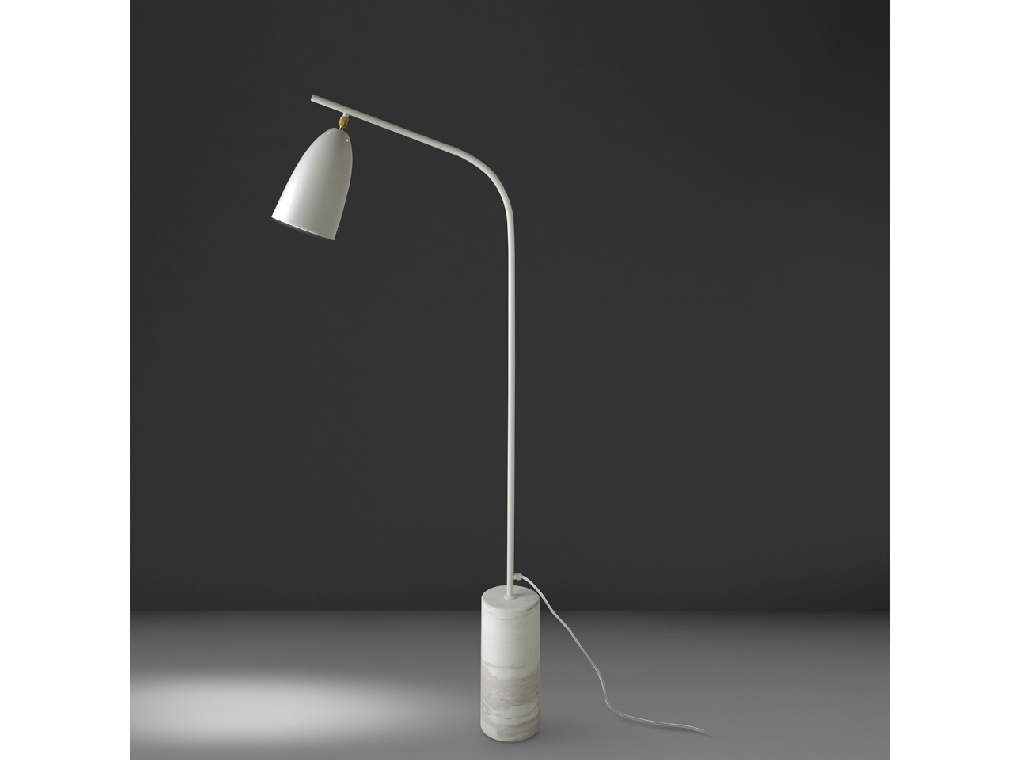 Floor lamp in calacatta marble and white steel